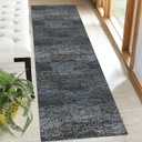 Washable Area Rug - 1/6 Thick - Stain & Water Resistant Non-Slip - Resistant Rug for Living Room, Bedroom, Nursery, Pet & Child Friendly, Vintage Charm Area Rugs (Darkgrey+Bule, 2'6'' x 8') (2'6" x 8' (Rectangular), Depth-darkgrey+bule)