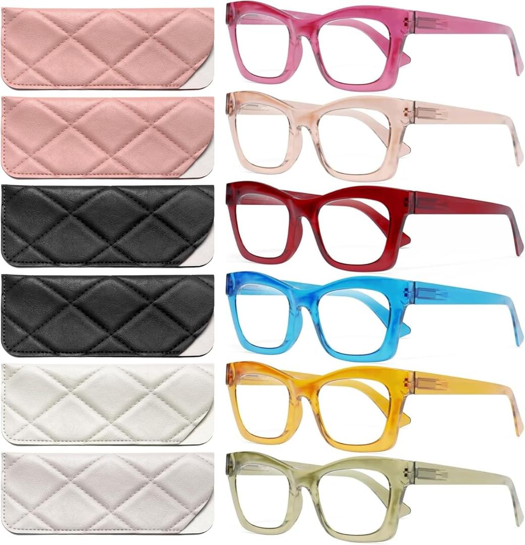 CCVOO Stylish Reading Glasses - Mothers Day Gift for Mom - Lightweight Blue Light Blockers, UV400, Spring Hinge (Multicolor Flair)