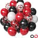 Red and Black Latex Balloons, 50Pcs 12inch Black Red White Party Balloons for Birthday,Wedding,Casino Party, Race Car Party,Valentine's Day Party Events Decorations