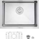 22"x18" Drop-In Kitchen Sink, 304 Stainless Steel Single Bowl Sink, D22"xW18"xH9"