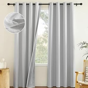 NICETOWN Full Shading Curtains 90 inches Long 2 Panels Set for Windows, Super Heavy-Duty Black Lined Blackout Curtains for Bedroom, Privacy Assured Window Treatment (Grey, Pack of 2, 52 inches W)