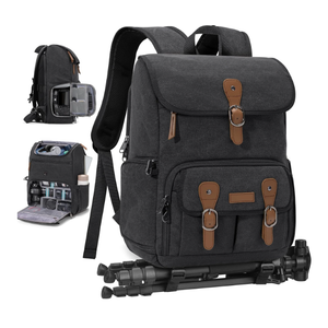 RAINSMORE Camera Bag Backpack for DSLR/SLR Mirrorless 15.6 Inch Laptop Camera Back Pack for Photographers Anti-Theft Photography Bags Case with Tripod Holder & Rain Cover, Black