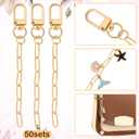 Liliaafar 50 Set Keychain Making Kit Metal Keychain Clips with Key Ring Swivel Snap Hook Lobster Claw Clasps and Extender Chain Bulk for DIY Craft Supplies Jewelry Bags Accessories Gift (Gold)