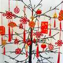 Winlyn 106 Pcs Chinese New Year Decorations Chinese Hanging Good Luck Ornaments Red Lanterns Festive Tree Ornaments Paper Fans for Asian Chinese Lunar New Year 2026 Year of The Horse Party Decor