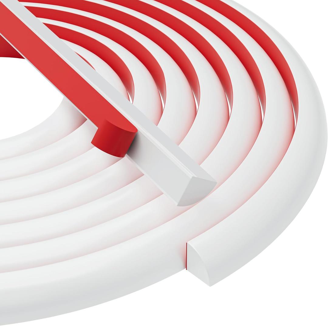 Flexible Quarter Round Peel and Stick Trim - Silicone Rubber Molding for Floor, Bathrooms, Kitchens, Countertops (78inch, White)