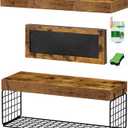 QEEIG Bathroom Shelves Over Toilet - Paper Storage Wall Mounted Farmhouse Decor Decorations Chalkboard Small Floating Shelf 2+1 Set 16 inch, Rustic Brown (021BN)