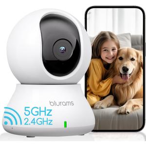 blurams Indoor Security Camera, 5GHz/2.4GHz Dual-Band, 2K PZT Pet Camera with Phone App, 360 Cameras for Home Security, 2-Way Audio, Motion Tracking, Night Vision, Siren, Cloud&SD