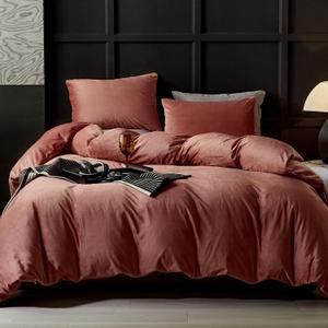 WARMDERN Blush Pink Flannel Velvet Duvet Cover King Size Duvet Cover Bedding Sets, 3pcs Ultra Soft Luxury Textured Modern Crystal Velvet Duvet Covers with Zipper Closure(Blush Pink, King)