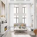 MASWOND Extra Long Faux Linen Sheer Curtain, High Ceilings, Rod Pocket Translucent Voile Sheer Breathable Curtain Panels for Living Room, Custom Made 16ft Length, 50" W x 192" L, White, 1 Panel