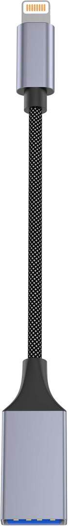 Lightning to USB Camera Adapter Lightning Female USB OTG Cable Adapter for Select iPhone,iPad Models Support Connect Camera, Card Reader, USB Flash Drive, MIDI Keyboard, Grey