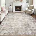 Area Rugs for Living Room: 6x9 Washable Neutral Abstract Rug for Bedroom Large Soft Modern Dining Room Rugs Indoor Floor Low Pile Carpet for Home Office Nursery - Brown Grey