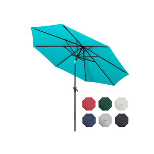 Tempera 10 ft Patio Market Outdoor Table Umbrella with Push Button Tilt and Crank Lift, Sturdy Pole & Fade Resistant Canopy, Easy to Set - Turquoise