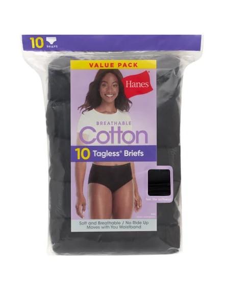 Hanes womens Cotton Brief Underwear, 10 Pack  Brief Black, 7 US