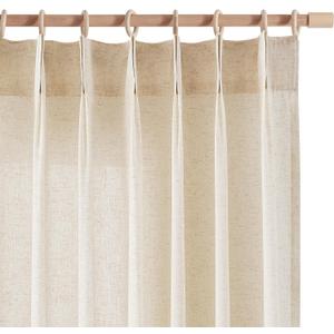 jinchan Pinch Pleated Linen Blend Curtains for Living Room, 96 Inches Long Beige Curtains, Natural Linen Farmhouse Curtains Pinch Pleated Curtains with Hooks Window Curtain, 2 Panels Ecru