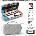 CloudValley Large Storage Carrying Case for Nintendo Switch 2, Portable Hard Shell Carrying EVA Travel Game Bag with 10 Game Cartridges for Console, Joy-Con, Games, Accessories, Gray