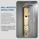 ELLO&ALLO LED Stainless Steel Bathroom Shower Panel Tower System, Rainfall Waterfall Shower Head Rain Massage System with Body Jets, Brushed Gold