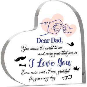 Dad Gifts from Daughter, Father's Day Gift for Dads, Christmas Gifts for Dad, Dad's Birthday Gift Ideas, Presents for Daddy, Acrylic Heart Plaque Home Decor (transparent-6)