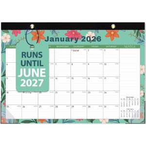 5 x 2026 Desk Calendar, Monthly Desktop/Wall Calendars, Jan 2026 - Jun 2027, Large Size 17"x12" Table Calendar for Desk Accessories and Home, School, Office Supplies (Leaf)