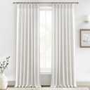 Natural Linen Viral 105 Inch Curtains for Dining Room, Textured Boho Beige Semi Sheer Farmhouse Curtain 2 Panels Set with Hooks&Rings for Bedroom 104-106 Inch Window Drapes W40 xL105