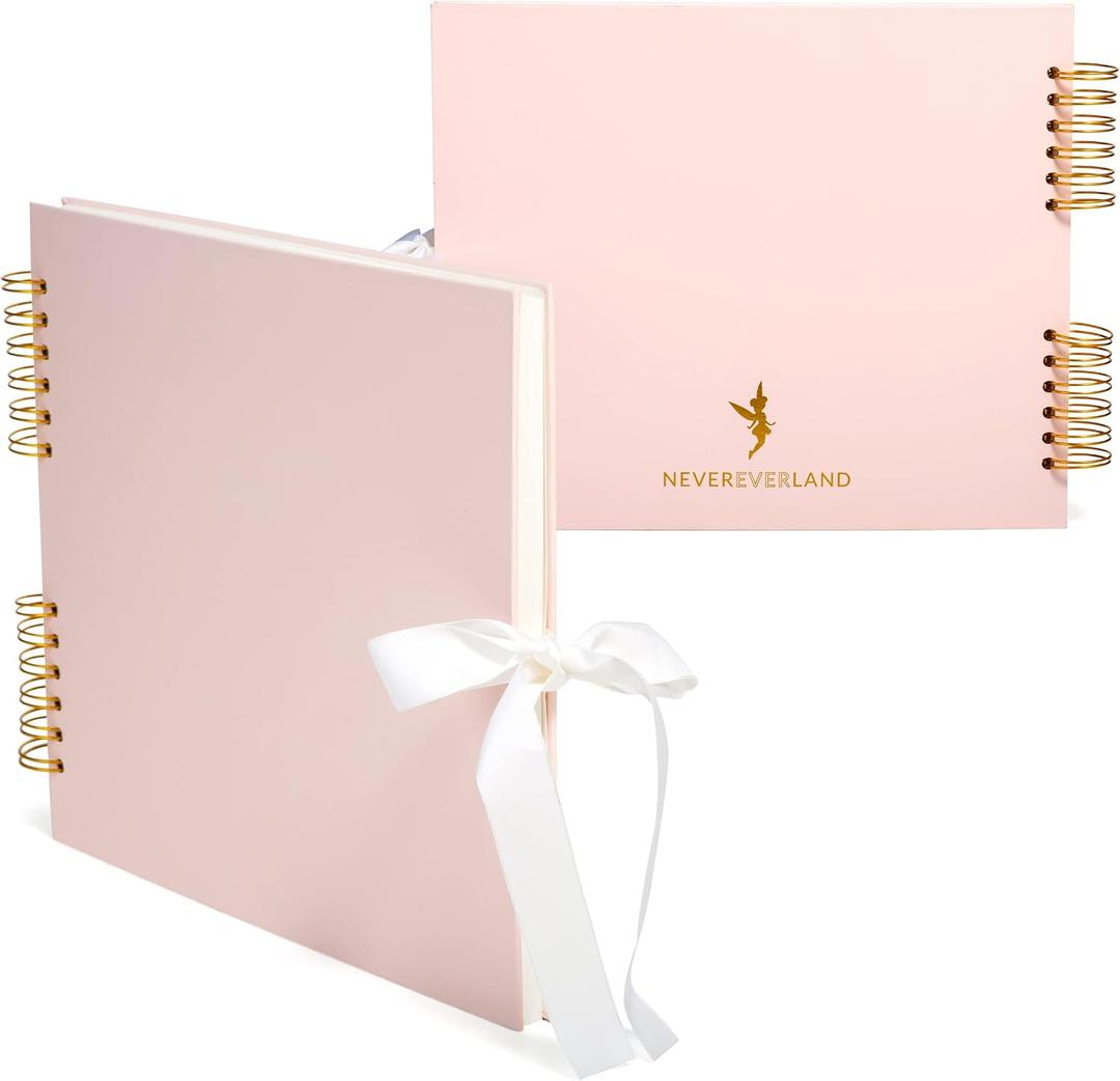 Never Ever Land Scrapbook Album 12x10 Pink Scrap Book. Scrapbooking Supplies, Memory Book, Wedding Guest Book, Photo Album, Baby Shower Gifts, Valentines, Engagement Gifts