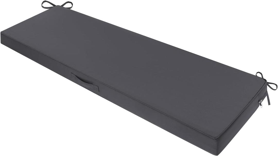SHACOS Outdoor Bench Cushions 54 x 16 Inch, 3.2 Inch Thick High-Density Bench Cushion, Waterproof & Fade-Resistant Removable Cover with Ties, Bench Seat Cushions for Patio Garden Furniture, Dark Gray