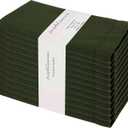 PurpleEssences Set of 12 Hemstitch Cloth Dinner Napkins 100% Cotton - Soft Durable Washable - Ideal for Wedding Spring Easter Summer - Perfect Everyday Use Table Linen 18x18 - Olive Green