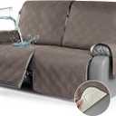 TAOCOCO 100% Waterproof Oversized Loveseat Recliner Cover, Non Slip Split Couch Covers for Reclining Loveseat with Elastic Straps for Kids Pets(Oversized 2 Seater, Taupe)