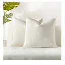 JUSPURBET Cream Chenille Throw Pillow Covers 22x22 inch Set of 2 Decorative Soft Textured Cushion Cases for Living Room Sofa Couch Bed Solid Home Decor Broadside Pillowcases