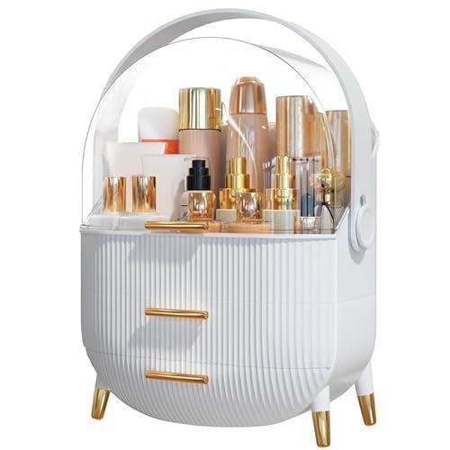 NestOrganix Makeup Organizer Skincare Organizers - Cosmetic Display Cases with Transparent Cover, SkinCare Organizers for Bathroom Countertop, Bedroom Vanity Desk, Lipstick Organizer, White Upgarde