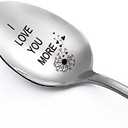 Pack of 2 family Kitchen I Love You More Engraved Stainless Steel Coffee Tea Spoon, Valentines Christmas Anniversary Spoon Gift for Couple Boyfriend Girlfriend Husband Wife