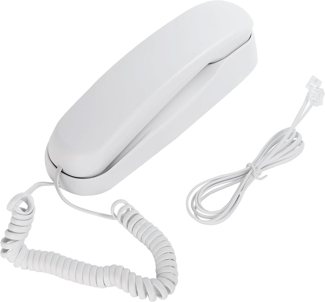 OFCN White OF-990 Slimline Wall-Mountable Basic Corded Telephone No AC Power Required
