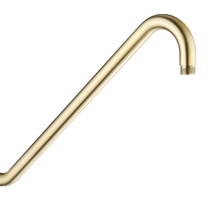 Shower Extension Arm with Flange Uvish 17" Shower Head Riser Pipe, Stainless Steel High Rise Long Neck Shower Head Arm Extender Arm for Rain Shower Head, Standard 1/2" Connection, Brushed Gold