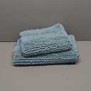 DEXI Bathroom Rug 16x24, Super Soft Thick Chenille Absorbent Bath Mat, Non Slip Machine Washable Fluffy Shag Bathmat for Tub, Shower Floor, Light Blue