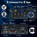 AK45 Stereo Home Audio Amplifier, 5.0 Mini Bluetooth Receiver, 300W *2 Blutooth HiFi Stereo Power Amplifier 2.0 Channel RMS 40W x 2 Home Stereo System with Remote Control Amp W/MIC,USB, RCA,FM Radio