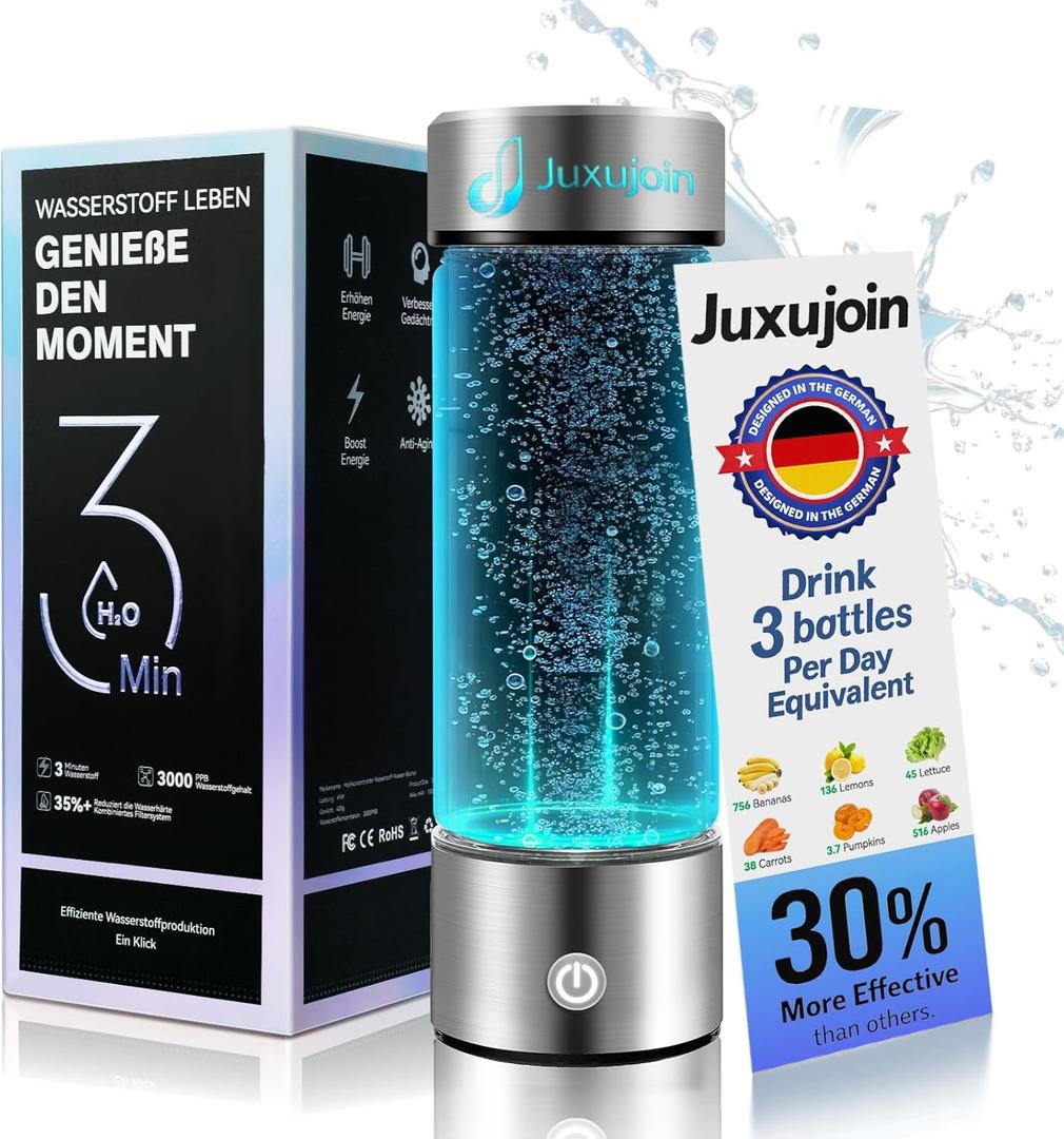 New Upgrade Hydrogen Water Bottle Generator 【NO.1 Double Hydrogen Content】 【Industry TOP 24Hour Hydrogen Lock】 | 0 Chlorine & 0 Ozone | 100% LeakProof Seal, Hydrogen Water Bottle Generator, Sillver