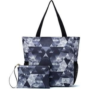 ETidy Large Capacity Foldable Tote Bag With Zipper Water-resistant SandproofWomen Beach Bag Handbag GymBag Travel ShoppingBag