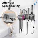 Hair Dryer Holder, Hair Tool Organizer, Blow Dryer Hanger Wall Mount for Dryer Hook, Bathroom Space-Saving Blow Dryer Organizer, Curling Irons Storage Wall Mounted (Gray)