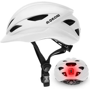 DKONI Bike Helmet Adult Urban:Bicycle Helmet for Men Women with USB Charge Detachable Taillight Helmets for Commuter Cycling Scooters White DKONI Bike Helmet Adult Urban:Bicycle Helmet for Men Women with USB Charge Detachable Taillight Helmets for Commuter Cycling Scooters White