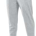 NORTHYARD Men's Cotton Athletic Jogger Sweatpants with Zipper Pockets Running Workout Gym Tapered Pants Comfy Lounge Pants (Gray, XXXL)