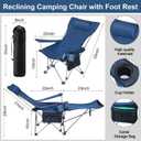 2-in-1 Reclining Camping Chair with 360 Umbrella Folding Lounge Beach Chair with Footrest and Universal Clamp UPF 50+ Adjustable Umbrella Portable Lightweight Seating for Adults Outdoor
