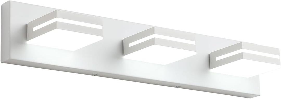 SineRise LED Modern Bathroom Vanity Light Fixtures (3-Light, 24-Inch, Dimmable), Matte White Modern Acrylic Bathroom Wall Lighting Fixtures Over Mirror (Cool White 6000K)