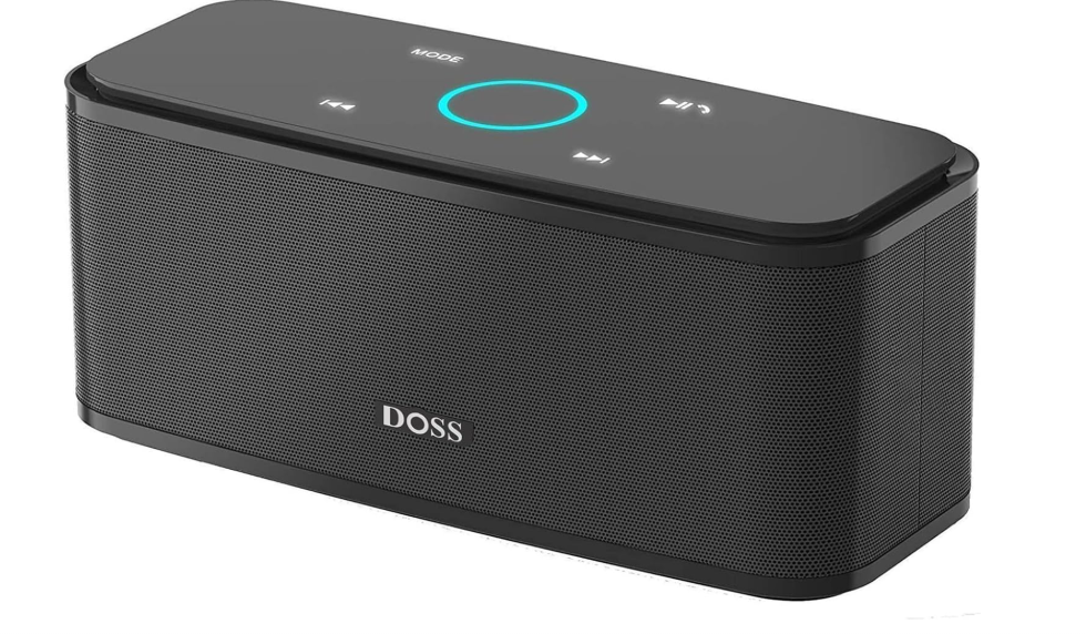 DOSS SoundBox Touch Wireless Bluetooth Speaker-12W HD Sound with Rich Bass, IPX5 Waterproof, 20H Playtime, Handsfree, for Gatherings, Home, Office, Outdoor, Travel-Blue