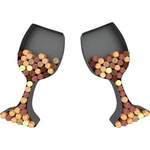 Wine Glass Cork Holder Art Wall Decor ~ Metal ~ Set of 2 ~ Gifts for Wine Lovers ~ by HouseVines