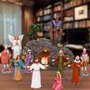 Fovths 12 Pieces LED Easter Scene and Cross Decoration Easter Resin Tabletop Decorations Resurrection of Jesus Statue Jesus Nativity Scene Decorations for Christian Figurines Home Office Tabletop