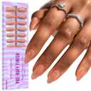 BTArtbox Press On Nails Medium - Soft Gel Nail Tips Almond XCOATTIPS Natural with Base Color, Stronger Adhesion, Pre-shaped Ultra Fit Fake Nails for Short Nail Extensions