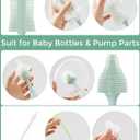 Momcozy Bottle Brush Kit with Push-Press Foam Design - Newborn Essentials Gift, Portable Cleaning Tool for Home & Travel, Baby Bottle Cleaner Brush for Breast Pumps & Nipples, Green