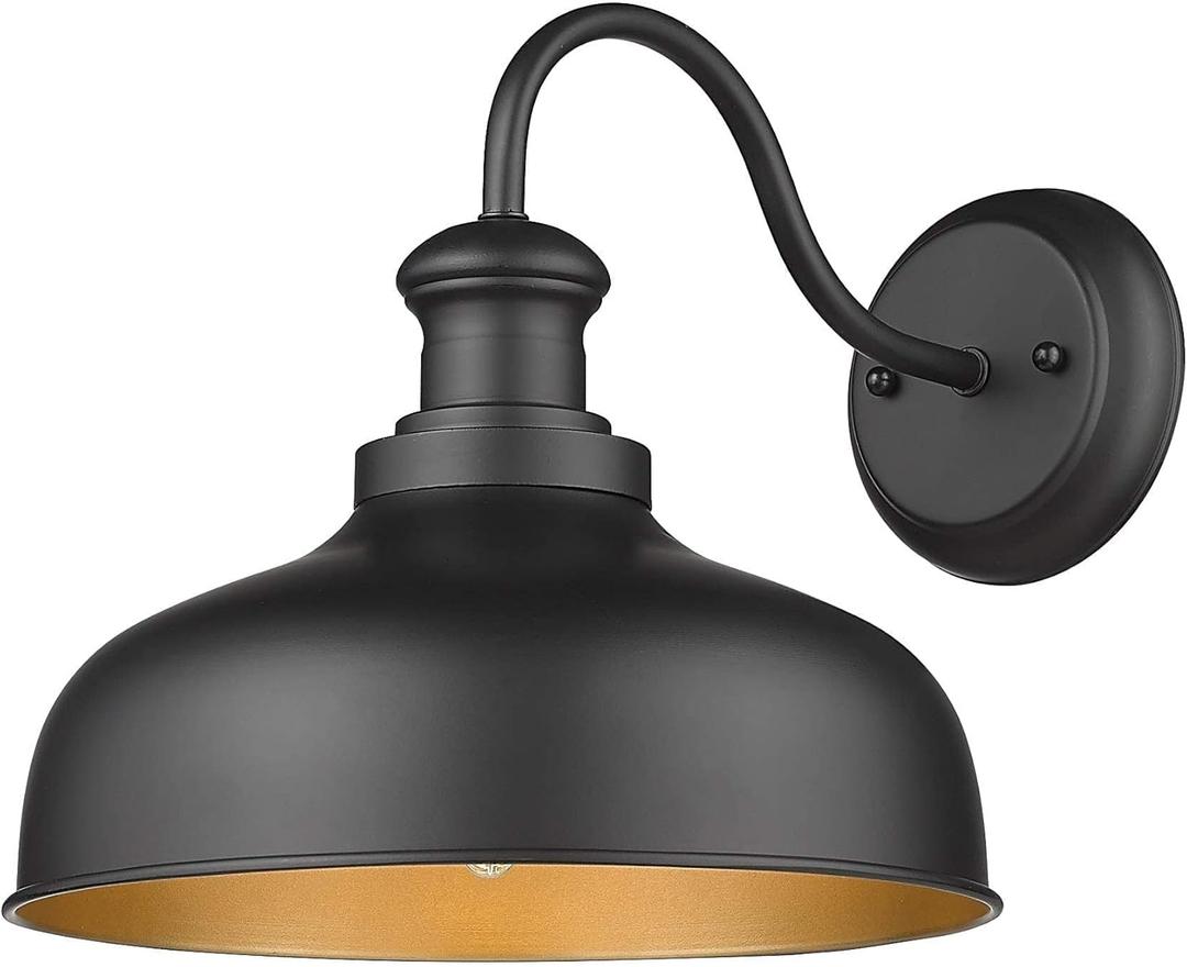 Outdoor Wall Light Fixture,11.5 Inch Farmhouse Barn Light, Weather Resistant Exterior Wall Sconce, Anti-Rust Outside Lamp for Porch, Patio, Garage (Black,1Pack)