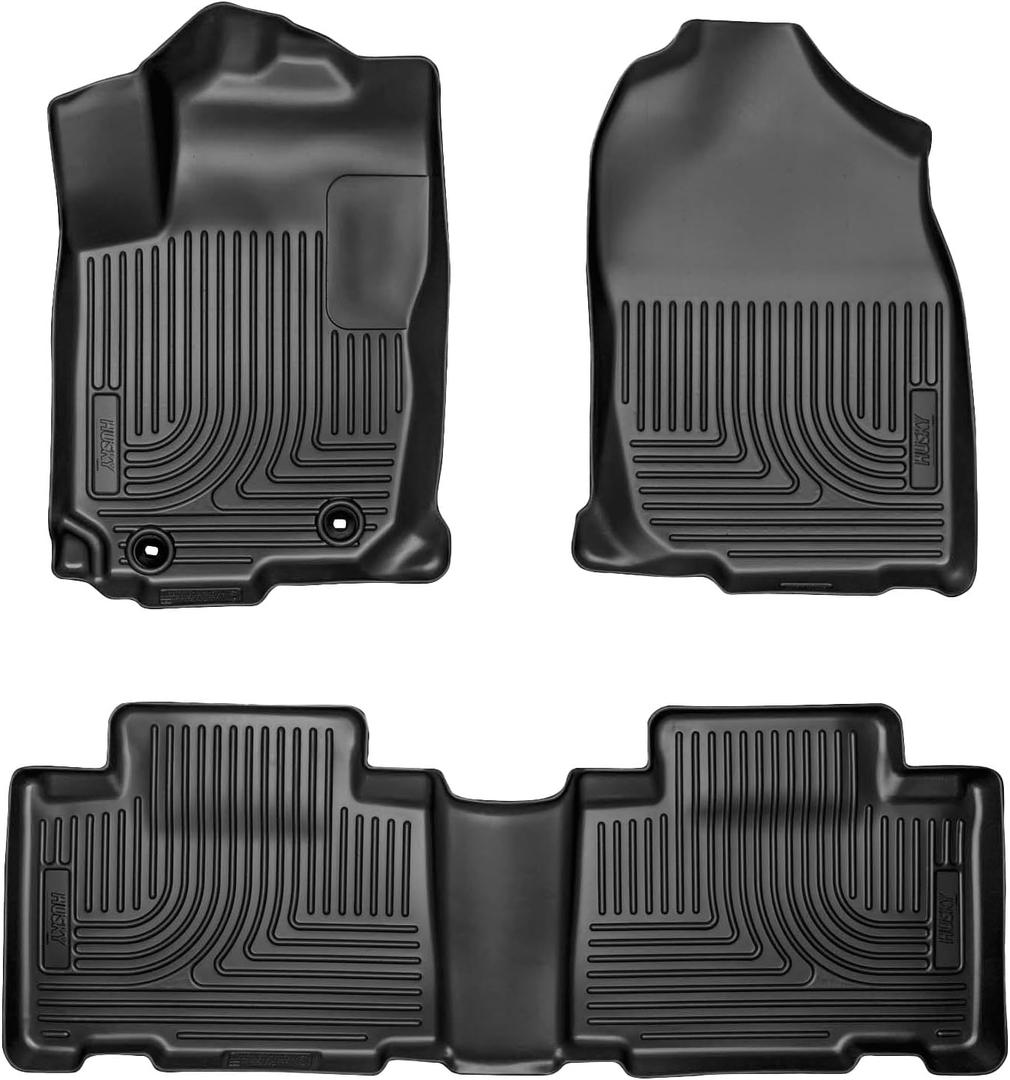Husky Liners Weatherbeater Floor Mats | Fits 2013-2018 Toyota RAV4 (Excludes Hybrid) | Front & 2nd Row, 3-pc Black - 98971