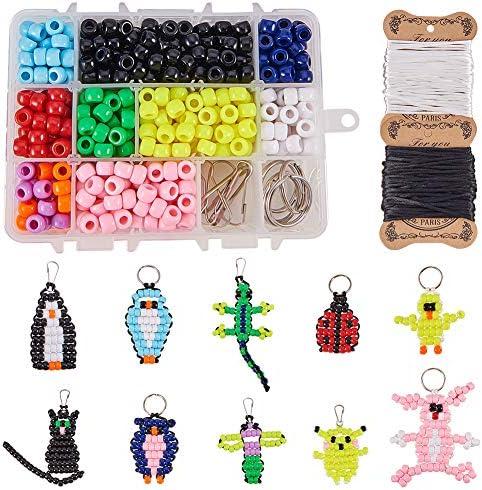 SUNNYCLUE 1 Box 600+Pcs DIY 10Sets Bead Pets Kit 8mm Large Pony Beads Bead Animals Keychain Kit Video tutorials Gecko Lizard Pet Bead Bulk for Christmas Crafts Gift Fun Supplies Paper Instruction
