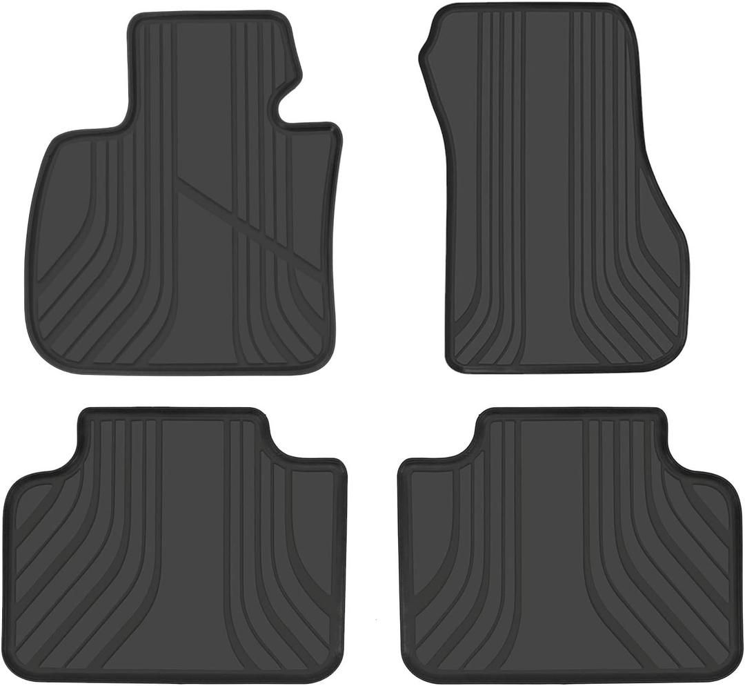 Car Floor Mats for BMW X1 U11(2016-2024) 2AT U06(2015-2024) X2(2018-2023) F48 F45 F39 Custom Fit Full Black Rubber Auto Floor Liners Set All Weather Protection Heavy Duty Odorless